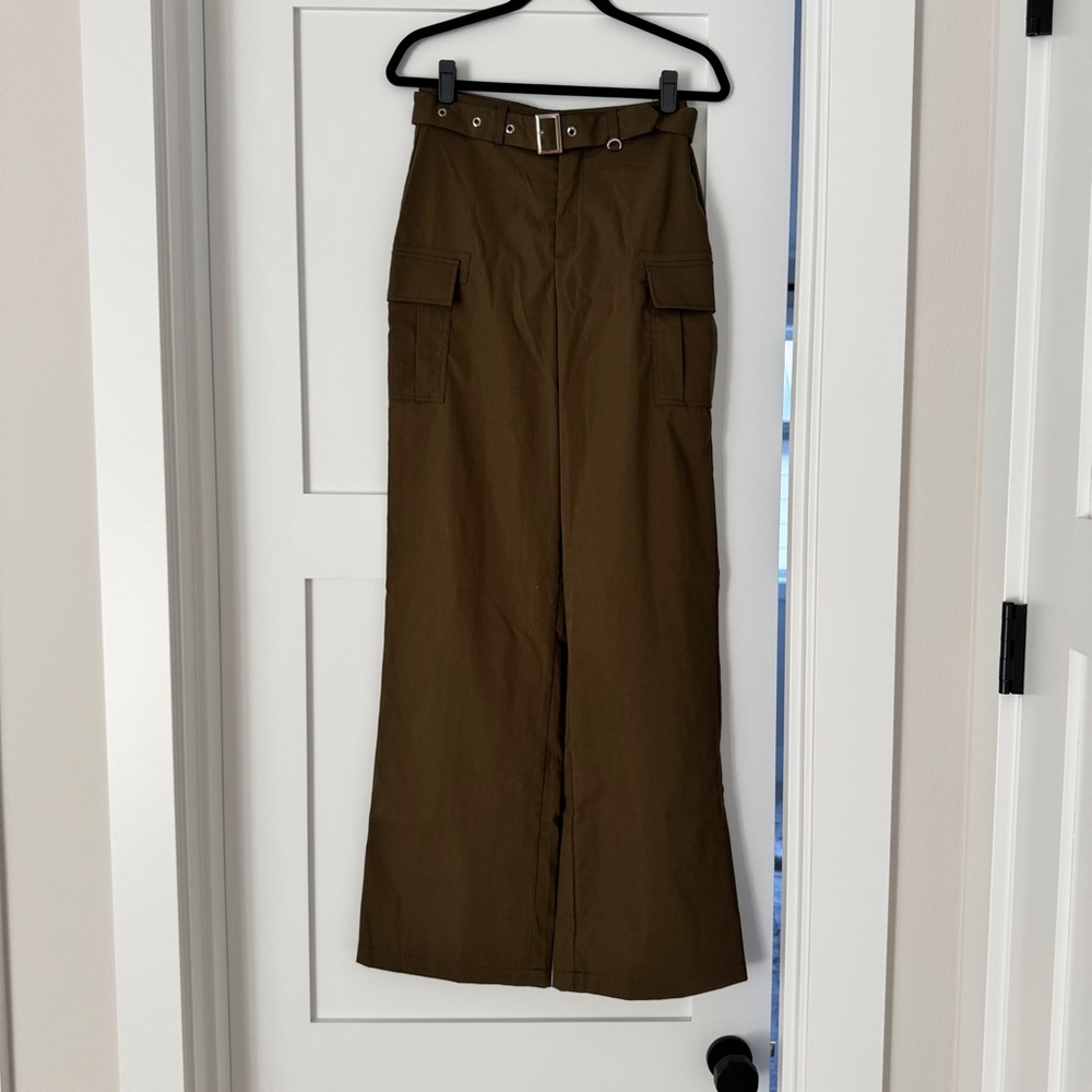 Tall High-Waisted Olive Green Cargo Pants